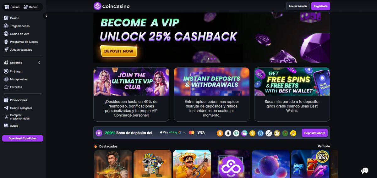 Coin Casino es la mejor opción para jugar al casino con dinero real en España