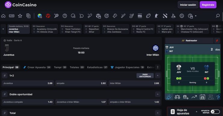 CoinCasino siempre ofrece apuestas de la Serie A online