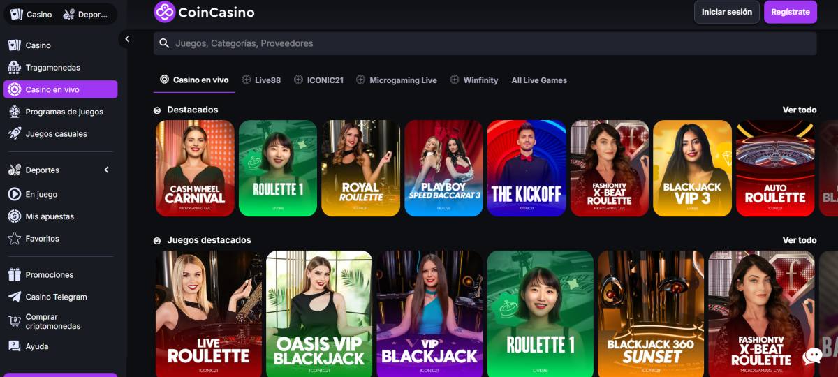 Coincasino es una plataforma con grandes juegos de casino en vivo