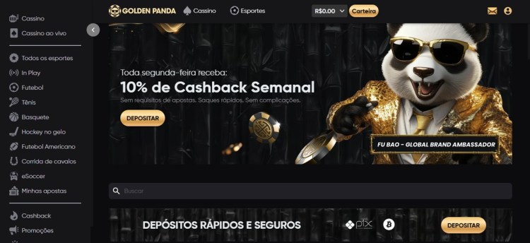 Os jogadores podem apostar com Pix no cassino Golden Panda