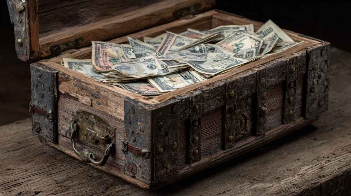 札束が入っている金色のボックス