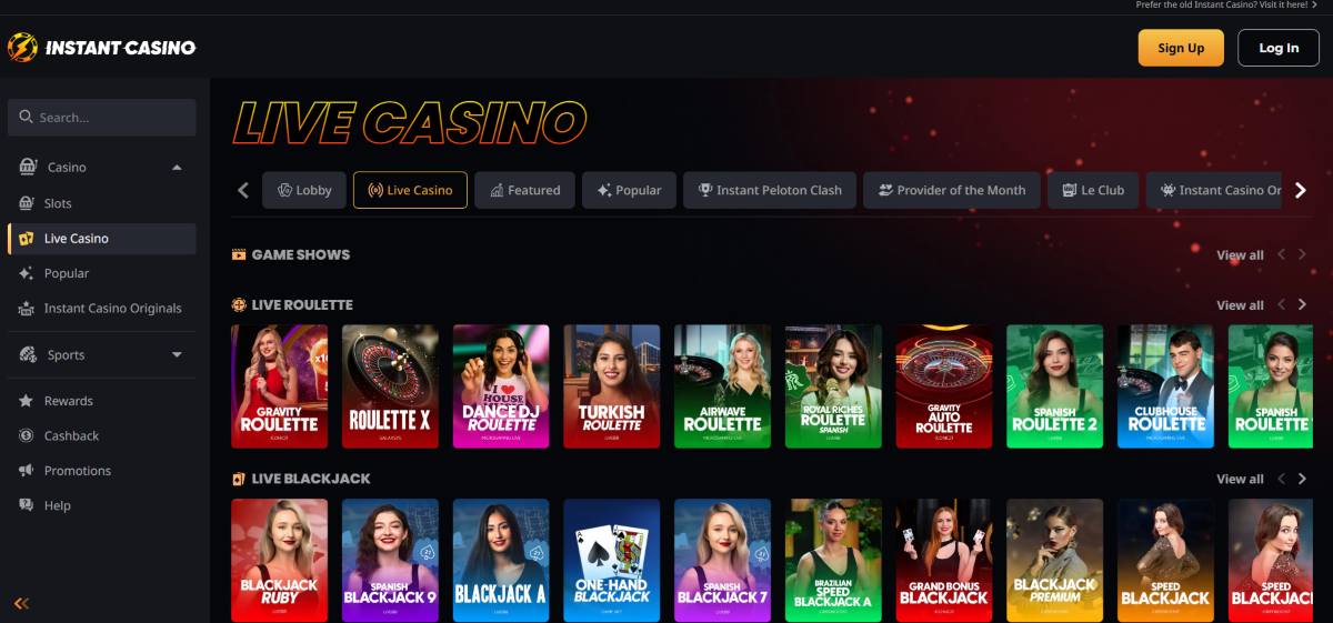 Instant Casino ha mejorado su sección de casino en vivo