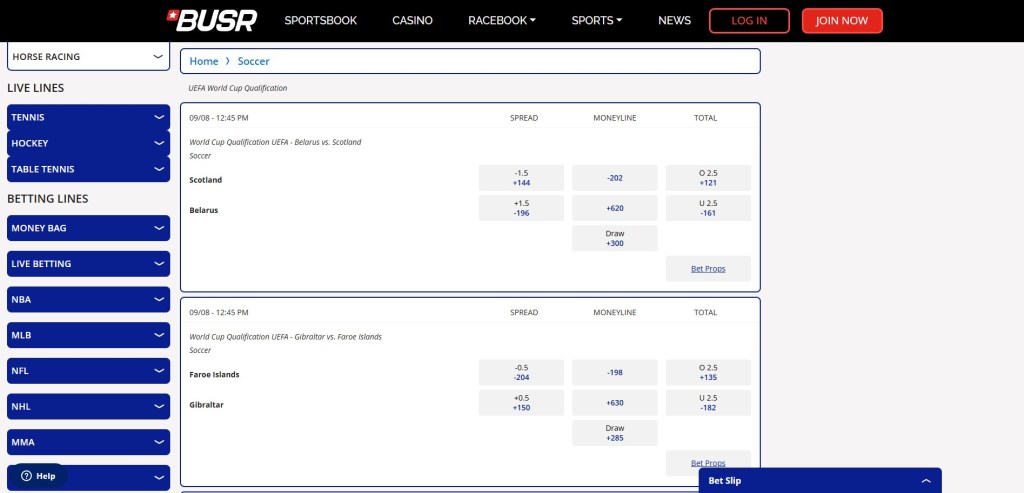 screenshot of a World Cup betting interface showing match odds and live scores