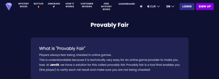 jemlit wat is 'provably fair'