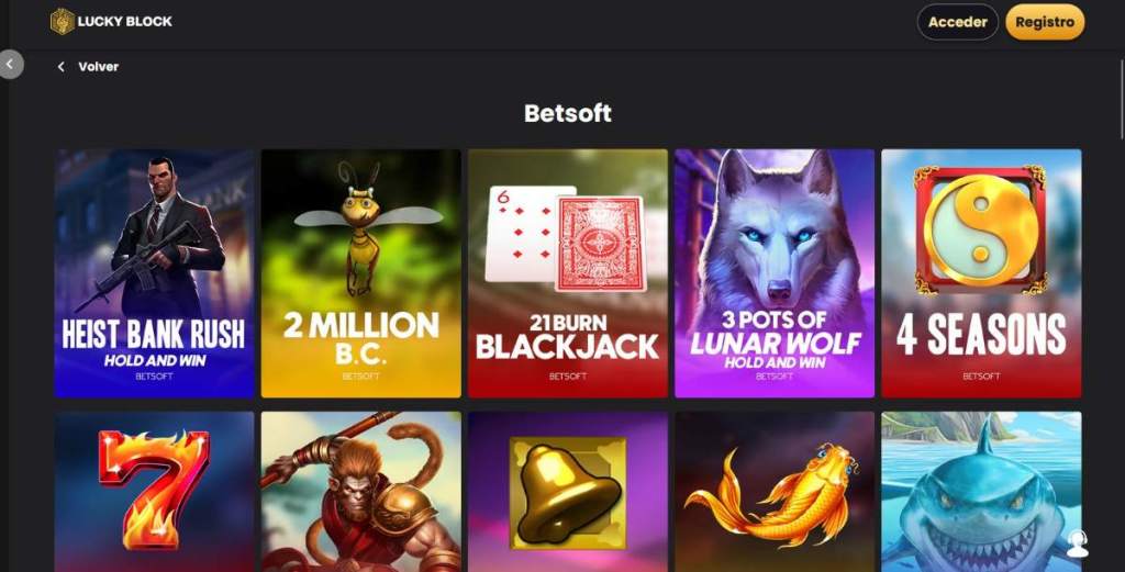 Lucky Block permite probar juegos de Betsoft gratis en su web