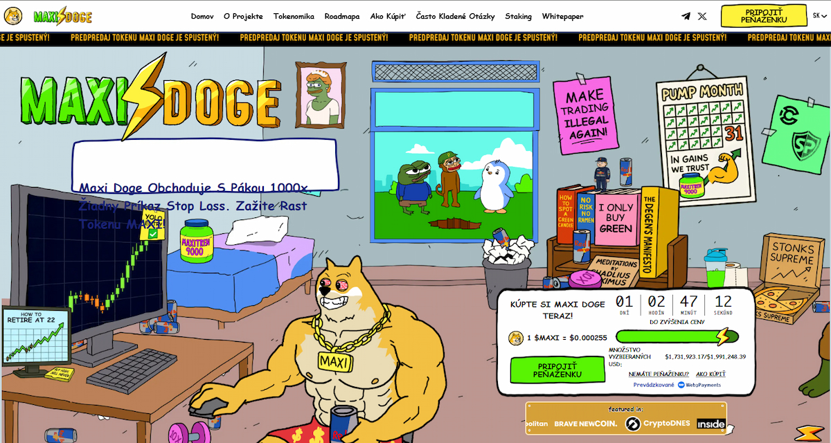 Maxi Doge Meme token s jasnou tokenomikou, stakingom a komunitnými aktivitami
