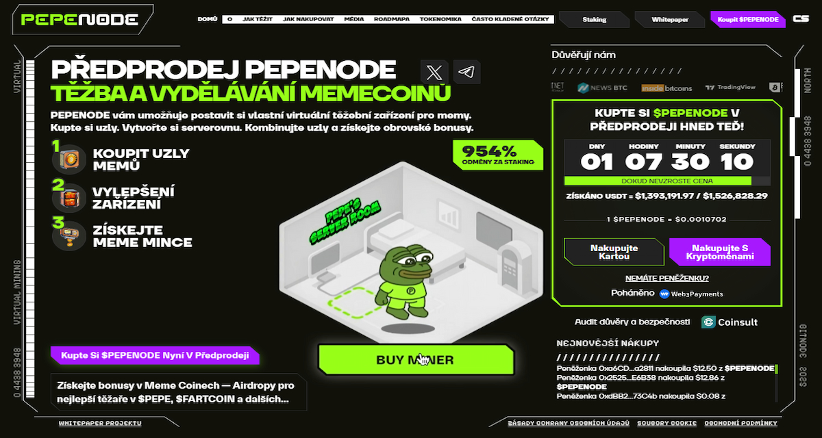 Pepenode Gamifikované „mine-to-earn“, které proměňuje uzly ve hru