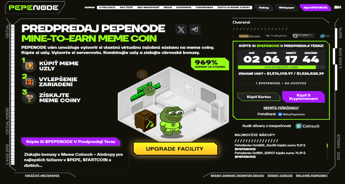 Pepenode Gamifikované „mine-to-earn“, ktoré premieňa uzly na hru