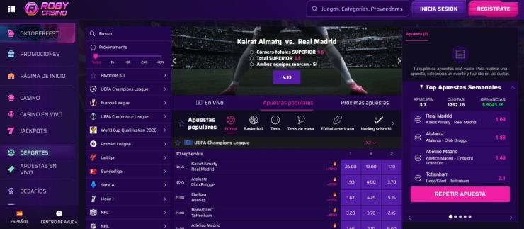 Roby Casino es un operador extranjero con miles de mercados online