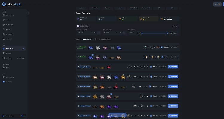 Populiariausi Skinsluck žaidimai