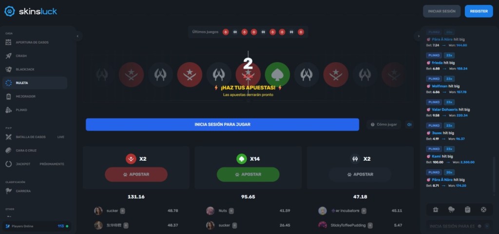 Skinsluck tiene una amplia variedad de juegos