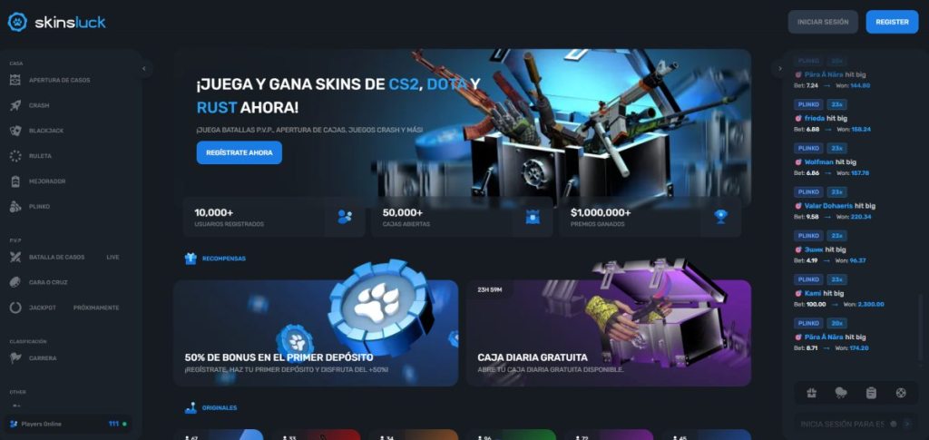 Skinsluck es la mejor plataforma para apostar a CSGO