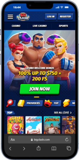 A mobile screenshot of leading Canada high roller casino - BigClash