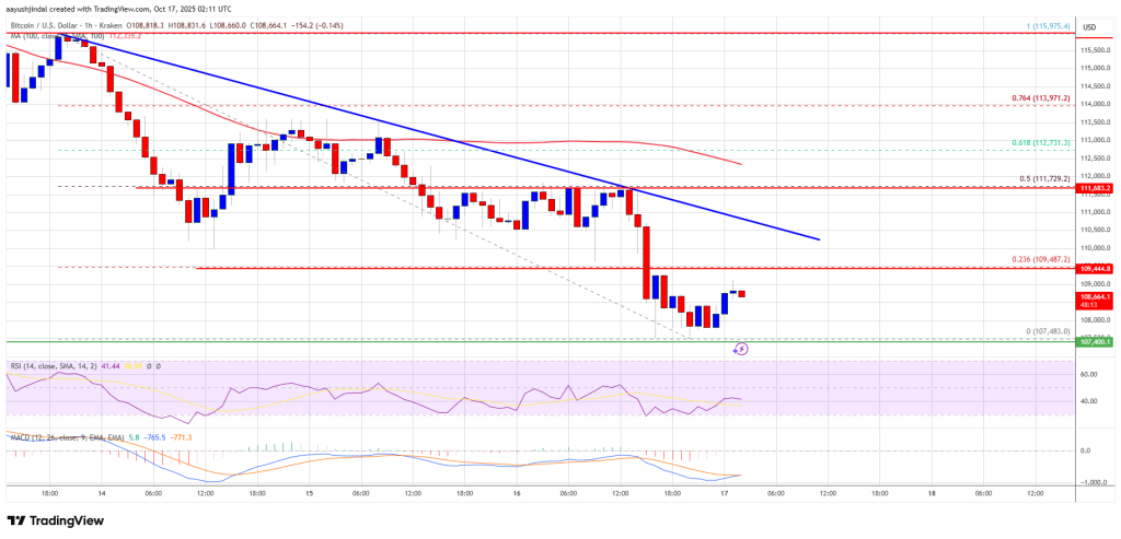 Bitcoin Price Dips Deeper Into Red — Traders Eye Next Support Near $105,500