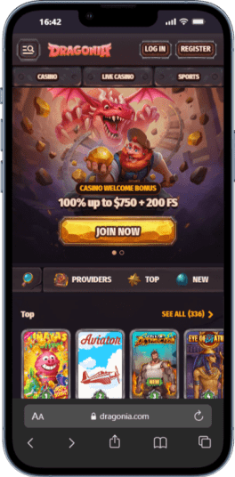 A mobile image of Dragonia high roller casino