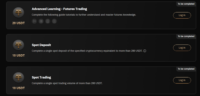 KCEX rewards tasks for deposits and trading