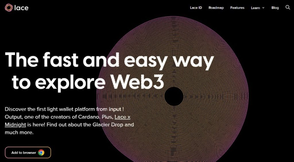 3. Lace Wallet – moderná a ľahká Cardano peňaženka pre rýchle transakcie a DeFi prístup