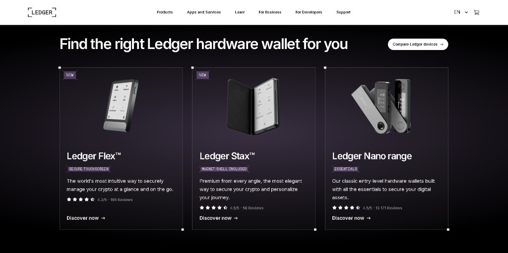 Ledger Nano X un Trezor Safe 3
