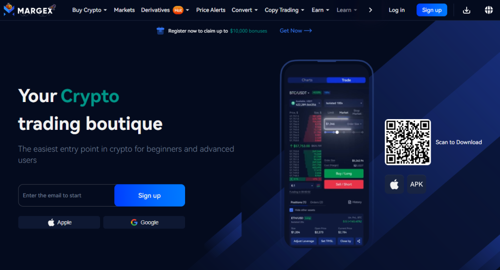3. Margex Wallet – Cel mai bun portofel Cardano pentru traderii activi
