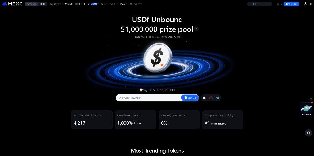 MEXC ātras transakcijas un plašs tokenu piedāvājums