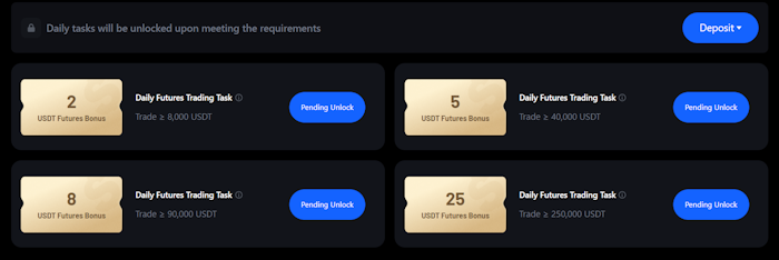 MEXC daily futures tasks with bonus rewards