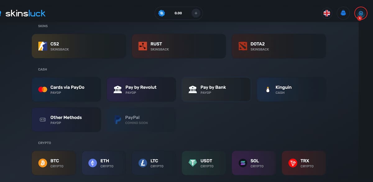 Nạp skin CSGO hoặc tiền vào tài khoản nhà cái