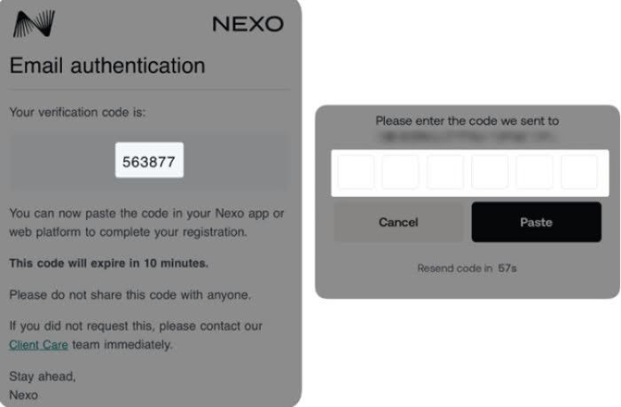 Set up additional security on Nexo