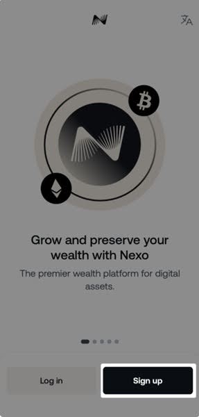 Sign up to Nexo