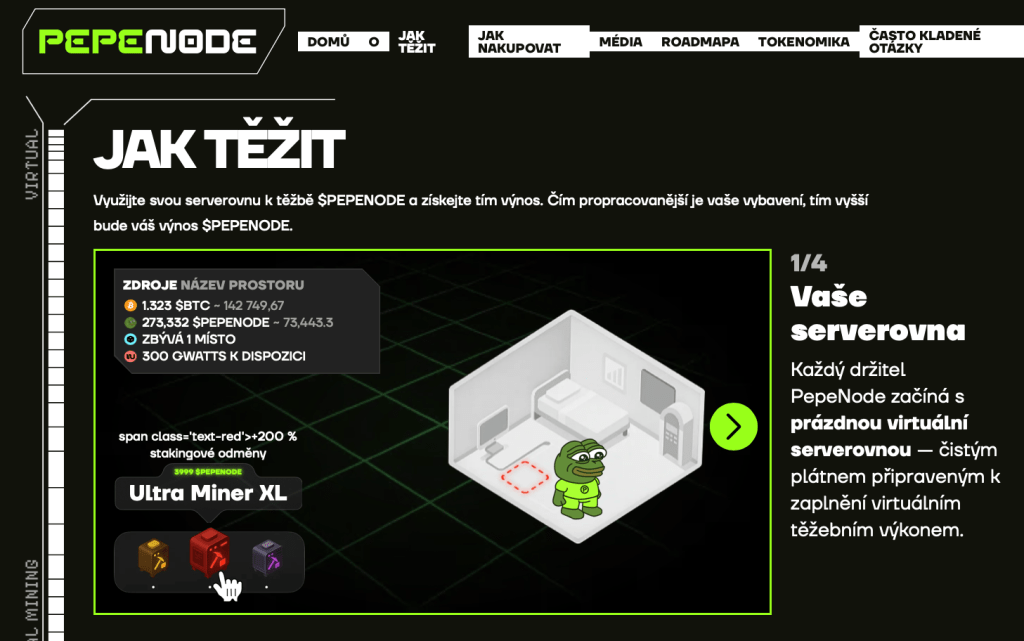 Virtuální těžba na PEPENODE