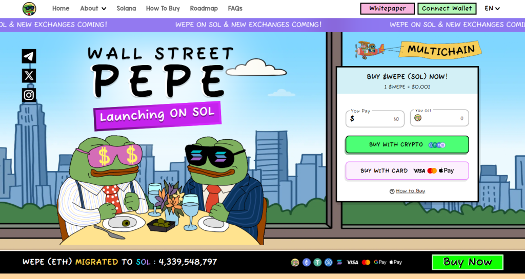 Wepe SOL (WEPE): Wall Street Pepe ide multi-chain