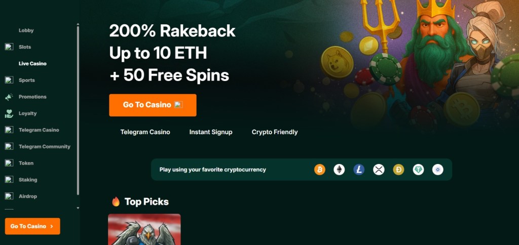 الواجهة الرئيسية لموقع tg.casino الرسمي