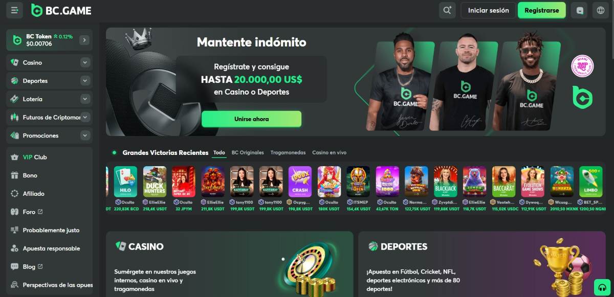 BC.Game es un casino que no está en España con miles de juegos online