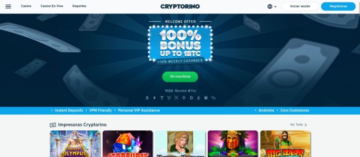 En Cryptorino puedes apostar con BTC y otras criptomonedas