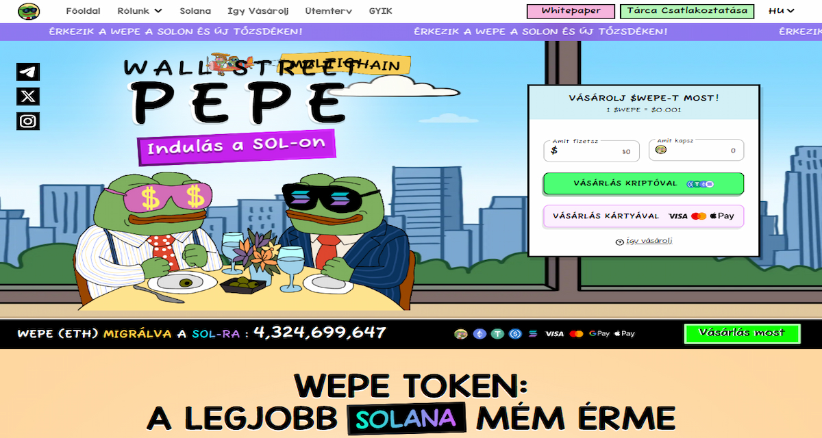 Wepe SOL (WEPE): a Wall Street Pepe több láncra lép