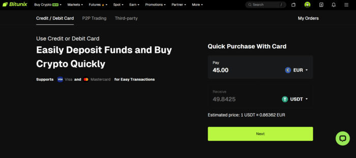 Funding account on Bitunix.