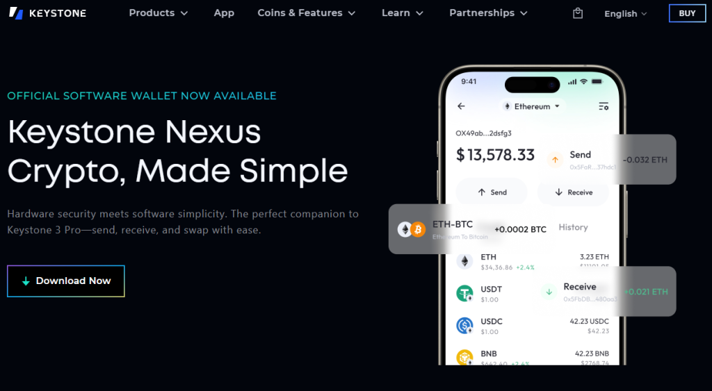 7. Keystone – Хардуерен портфейл с професионално ниво на защита