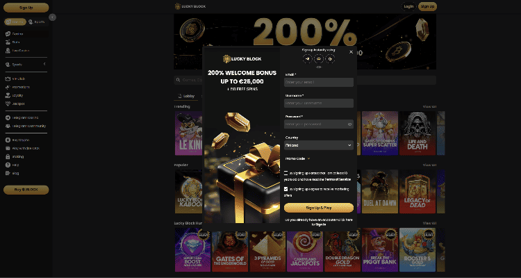 Kaip prisijungti prie Lucky Block kazino?