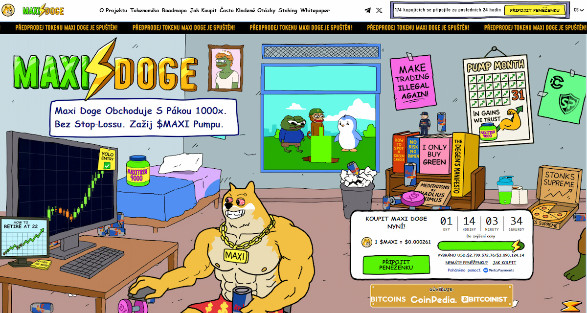 Maxi Doge (MAXI) – Meme coin se stakingem a komunitními odměnami