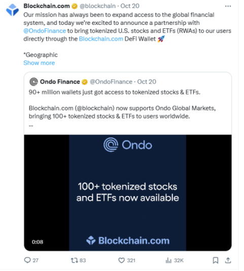 Ondo Finance partnership