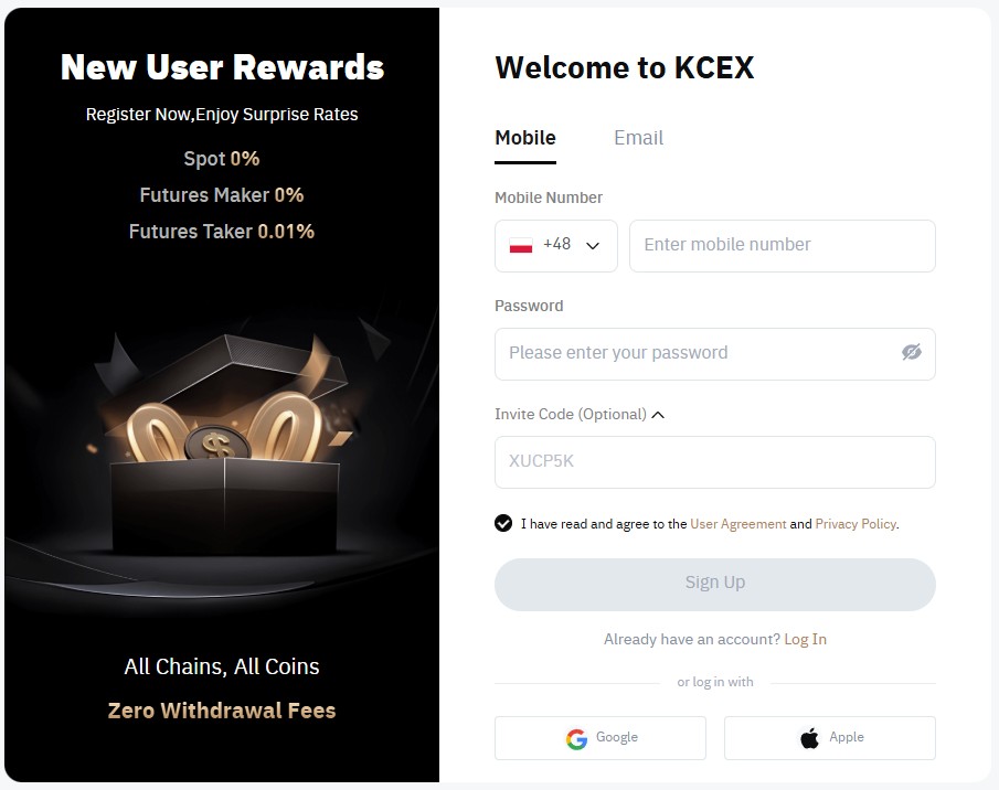 Jak dołączyć do giełdy KCEX? Formularz rejestracyjny