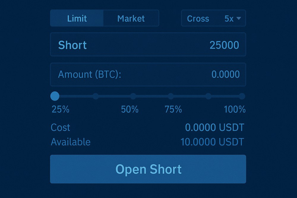 仮想通貨ショート注文画面の例