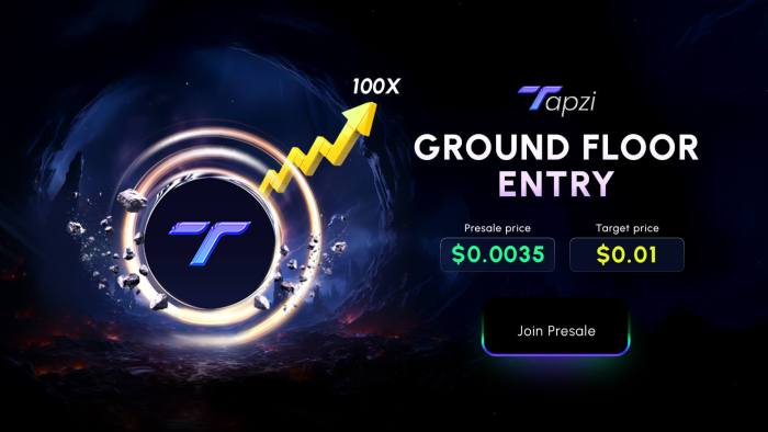 Tapzi crypto presale and listing price.