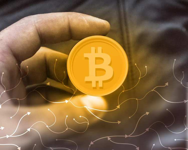 Биткоин в руке