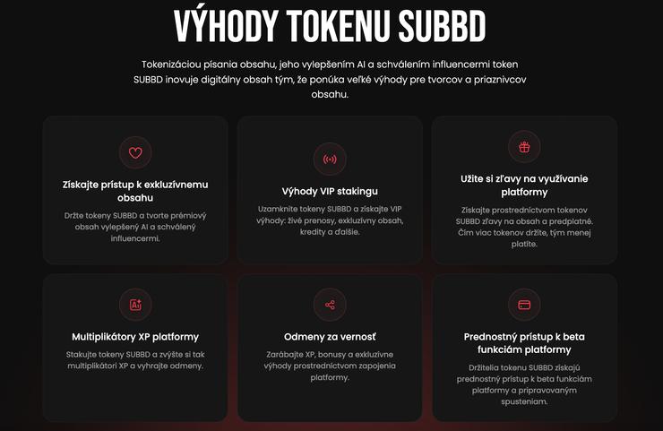 výhody tokenu SUBBD