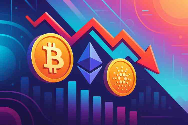 Marché crypto : lundi compliqué pour Bitcoin, Ethereum et altcoins, courbes de prix dans le rouge