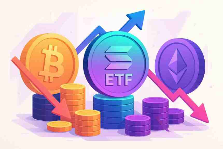 ETF Solana : les fonds BTC et ETH saignent 300 M$ en quelques jours, rotation massive de capitaux