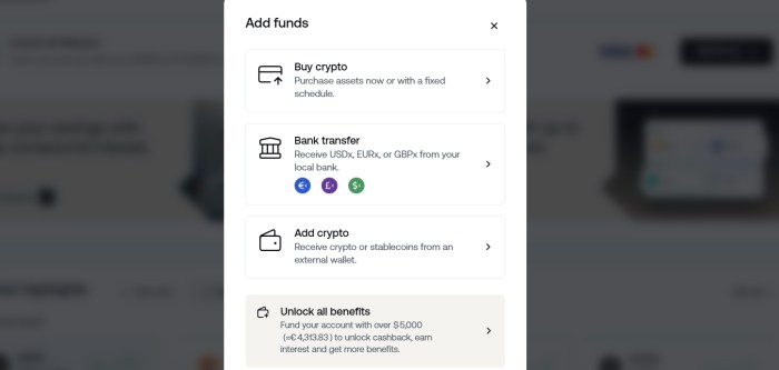 Deposit stablecoins into your account.