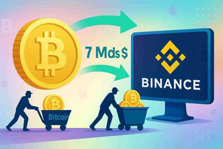 Les mineurs Bitcoin transfèrent 7 Mds $ vers Binance : pression vendeuse en vue ?