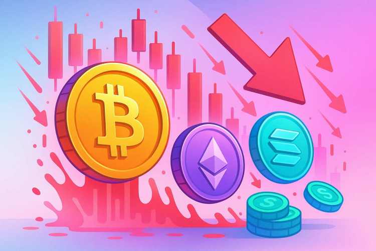 Crypto krach : 1 Md$ liquidés en 24 h sur BTC, ETH, SOL.