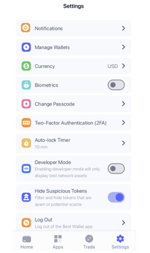 Best Wallet - bezpečnostní kroky